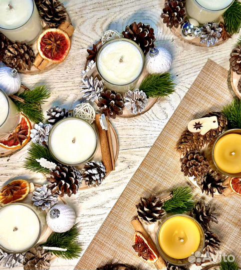 Подсвечник новогодний, соевая свеча