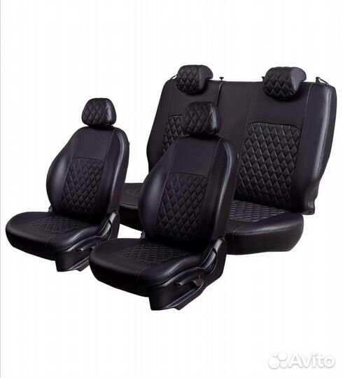 Чехлы Лада Калина 1\2 Эко-кожа ромб черный