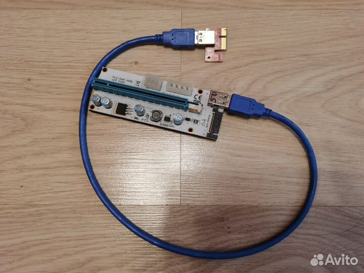 Райзер PCI-E USB 3.0 питание SATA, Molex, pcie 6p