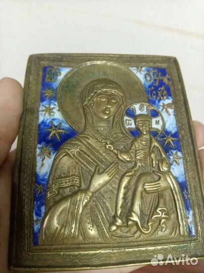Икона Б. М. Смоленская эмаль состояние