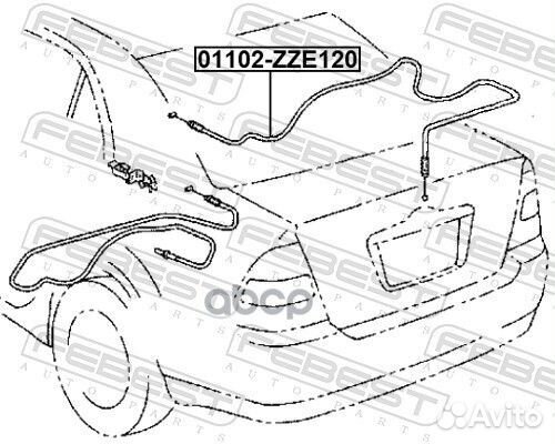 Трос крышки багажника toyota corolla 02-07 0110