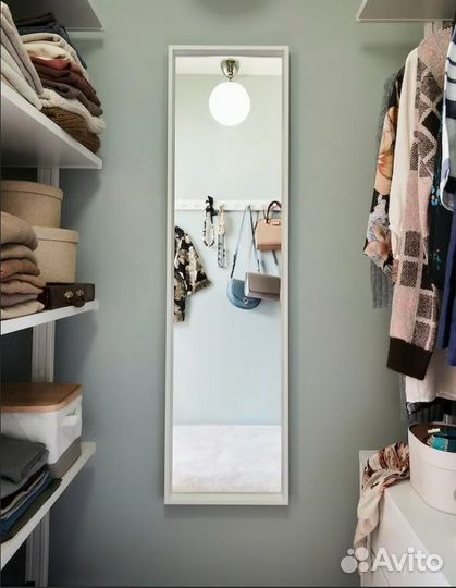 Зеркало Нисседаль 40х150 белый Икеа