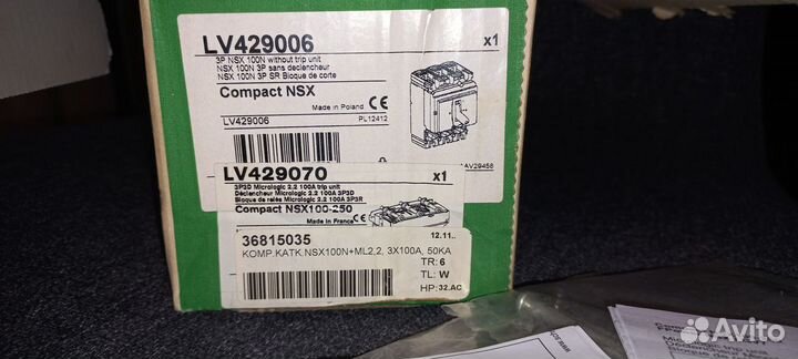 Автомат Schneider Electric 100A NSX100N LV429795