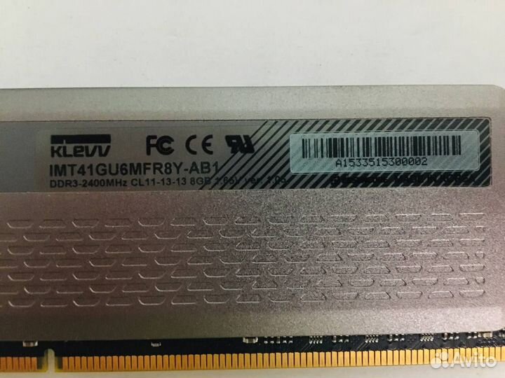 Klevv ddr3 2400MHz cl11-13-13 8Gb 1.65V ver. 1.05