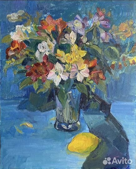 Интерьерная картина маслом «Вечная красота» цветы