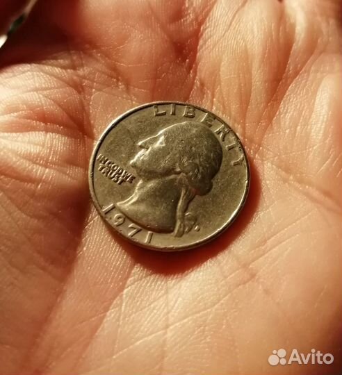 Монета Quarter dollar Liberty 1971 г перевёртыш