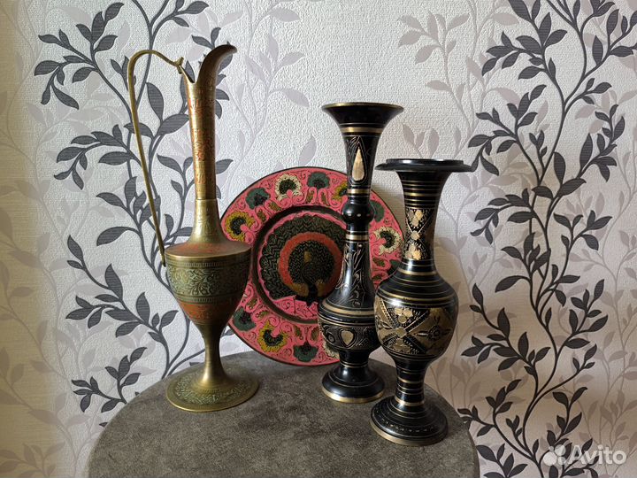 Латунь кувшин ваза тарелка Индия