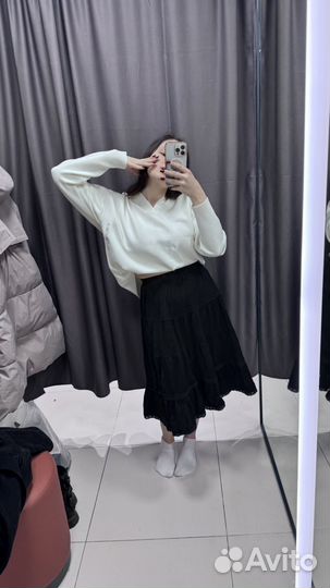 Юбка хлопковая cottage core черная 42-46