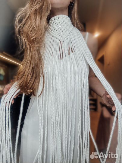 Макраме аксессуар. Белый чокер в бохо стиле