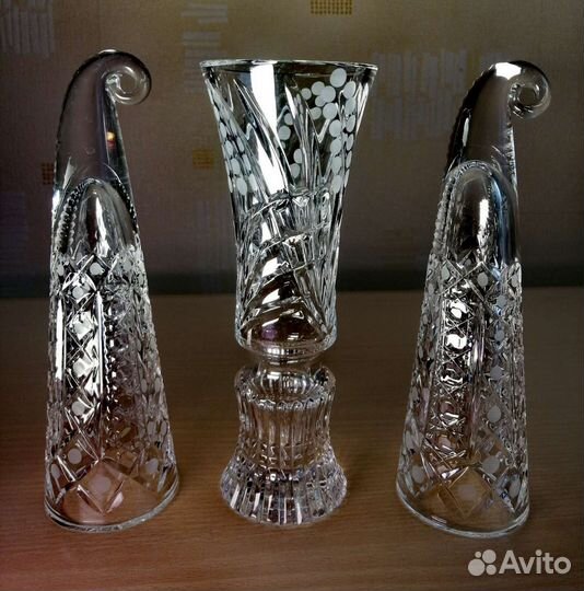 Хрусталь СССР ваза рога