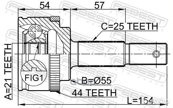 Шрус наружный 21x55x25 0210QG15A44 Febest