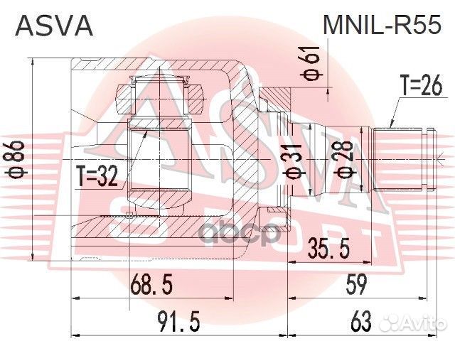 ШРУС внутренний левый 32X31X26 mini R55-R59 200