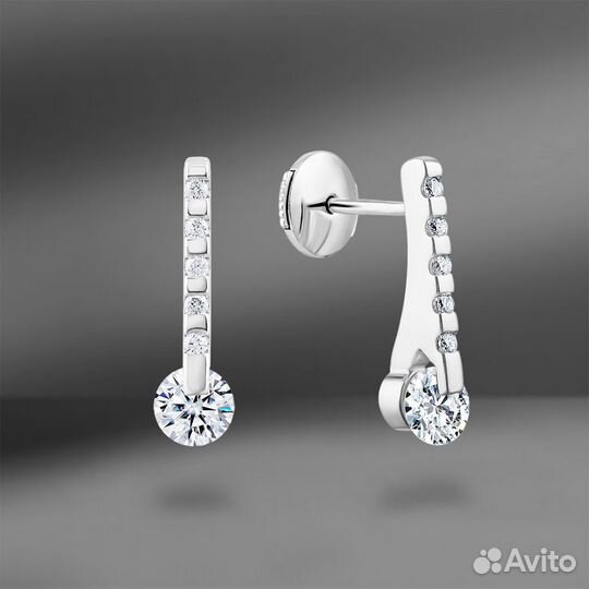 Золотые серьги с бриллиантами 0.70 Ct