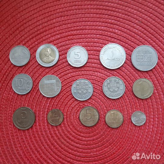 Монеты(Deutsche, Тайланд, оаэ, Португ., Изр.,Австр