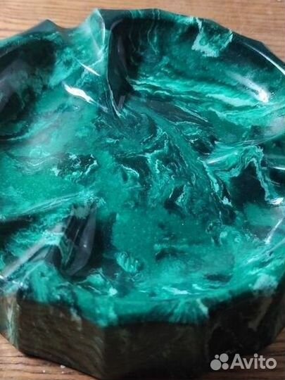 Пепельница малахитовая