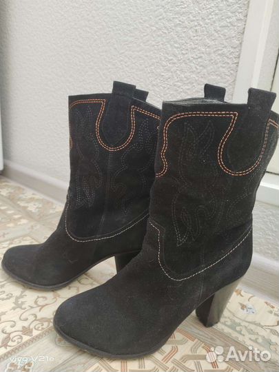 Сапоги демисезонные замшевые натуральная замша 38