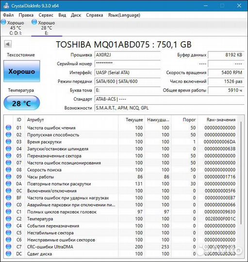 Жесткий диск HDD 1Tb для ноутбука 2.5