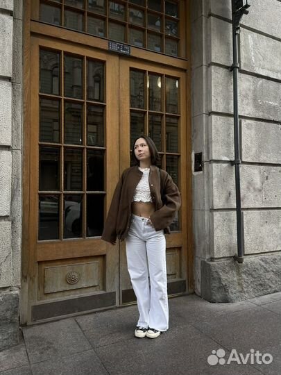 Бомбер шерстяной коричневый