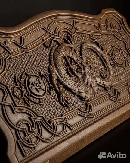 Нарды резные «Дракон» Массив дерева Бук