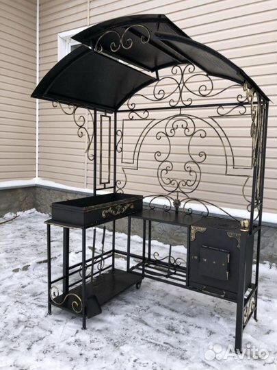 Мангальная зона лофт в беседку