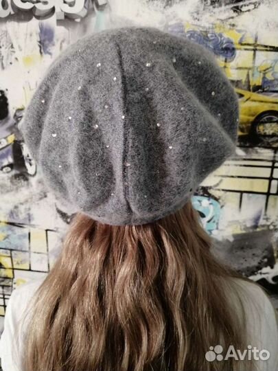 Берет из ангоры, на зиму