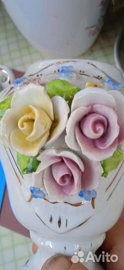 Ваза кубок фарфор Capodimonte Италия винтаж