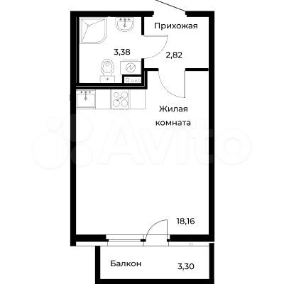Квартира-студия, 25 м², 6/18 эт.