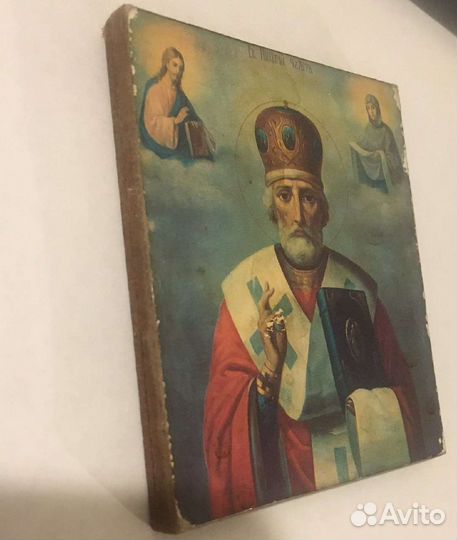 Старинная икона Николай Чудотворец