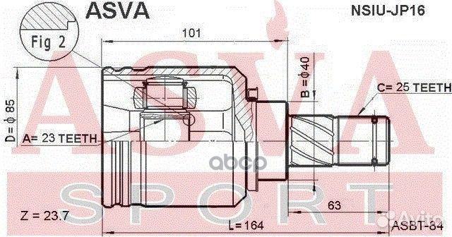 Шрус внутренний прав nsiujp16 asva