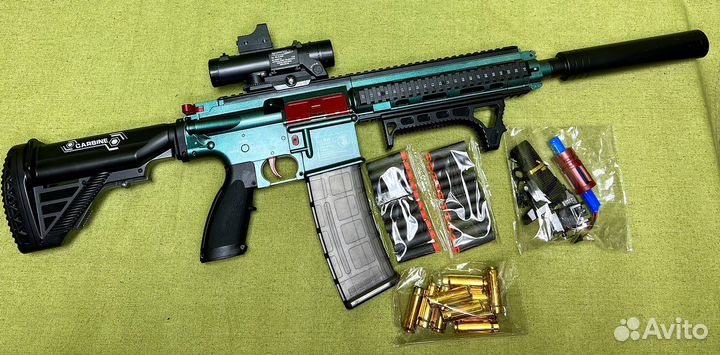 Игрушечный автомат бластер М416 с гильзами Nerf