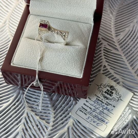 Новое кольцо текстурное серебро 925 цирконий