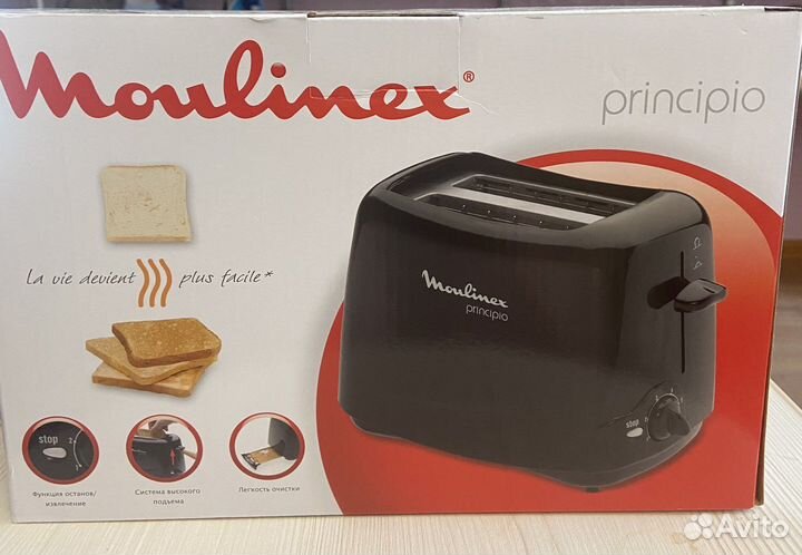 Тостер moulinex Principio Black TT110232 новый