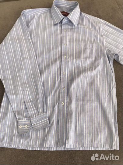 Рубашка 152-158 белая и голубая в полоску