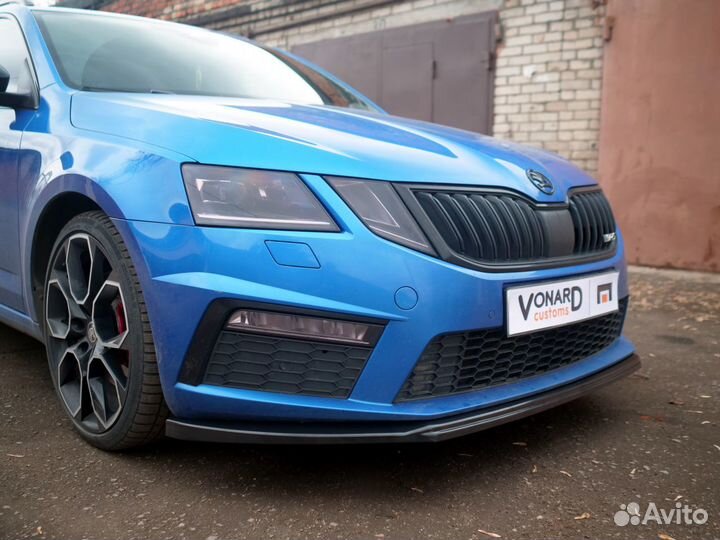 Сплиттер бампера Skoda Octavia 3 A7 RS FL V3 под п