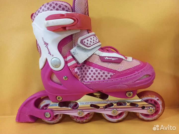 Коньки роликовые раздвижные стелька 17-19 см