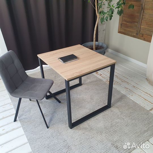 Компьютерный стол Лофт Дуб 80*70 см. Черные ножки