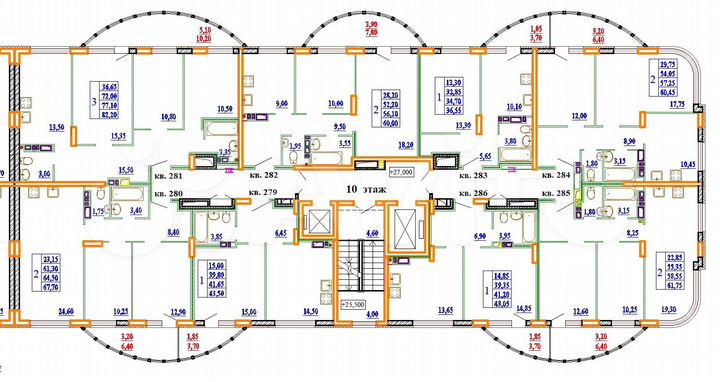 3-к. квартира, 82,2 м², 10/11 эт.