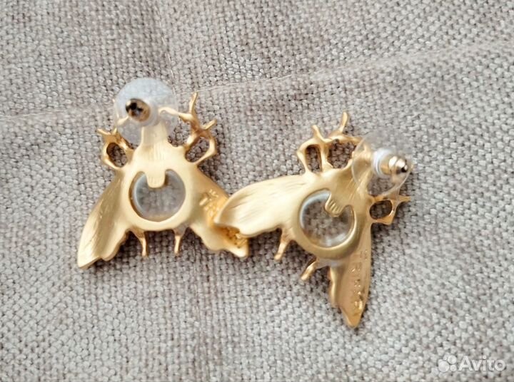 Серьги и брошь в виде насекомых