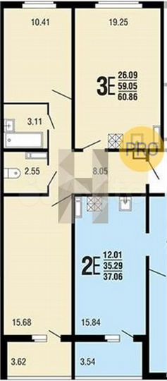 2-к. квартира, 60,9 м², 5/10 эт.