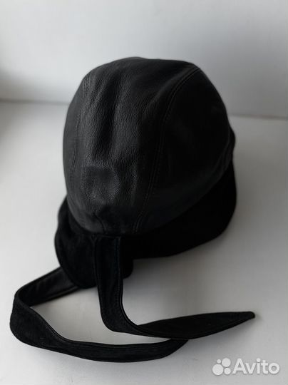 Шапка кепка кожаная чёрная Натуральная кожа замша
