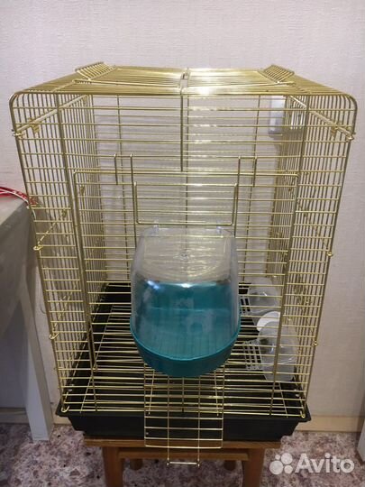 Золотая клетка для попугая + все аксессуры