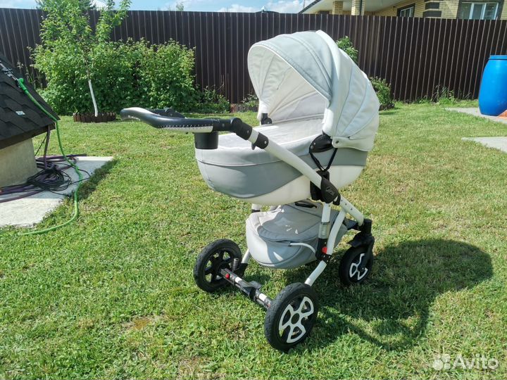 Коляска adamex 3 в 1 бело-серая