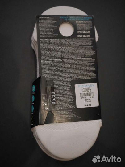 Носки женские новые sport Primark белые следки