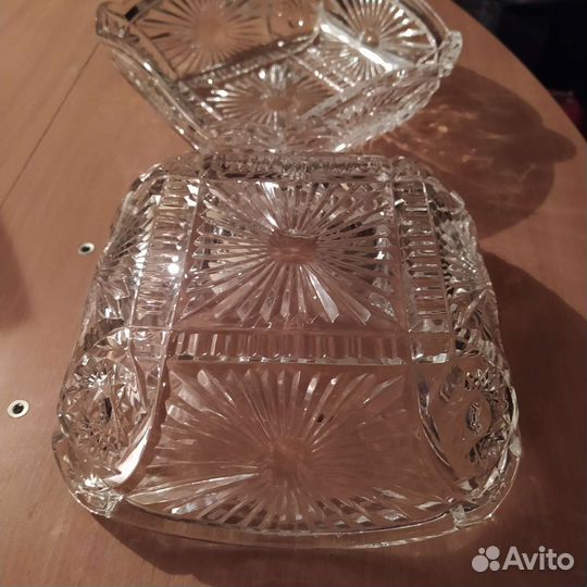 Большие хрустальные салатницы СССР. Пара