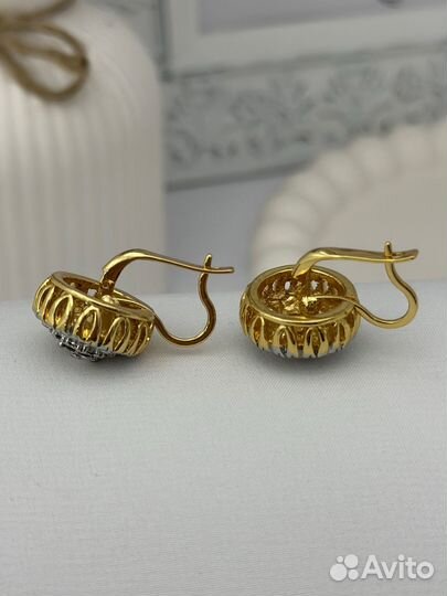 Серьги под лимонное золото 1,6 см диаметр