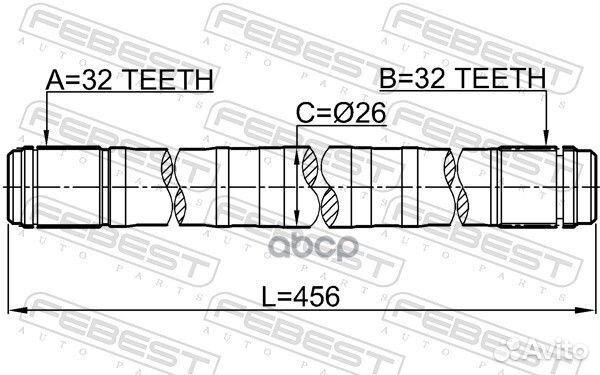 Полуось левая 32x456x32 0312-RD1LH Febest