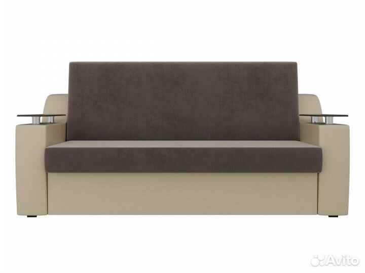 Диван прямой аккордеон Сенатор 160, велюр, коричневый, бежевый