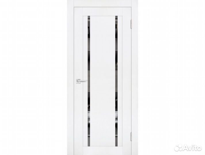 Дверь PST-9 белый бархат со стеклом 200х60см