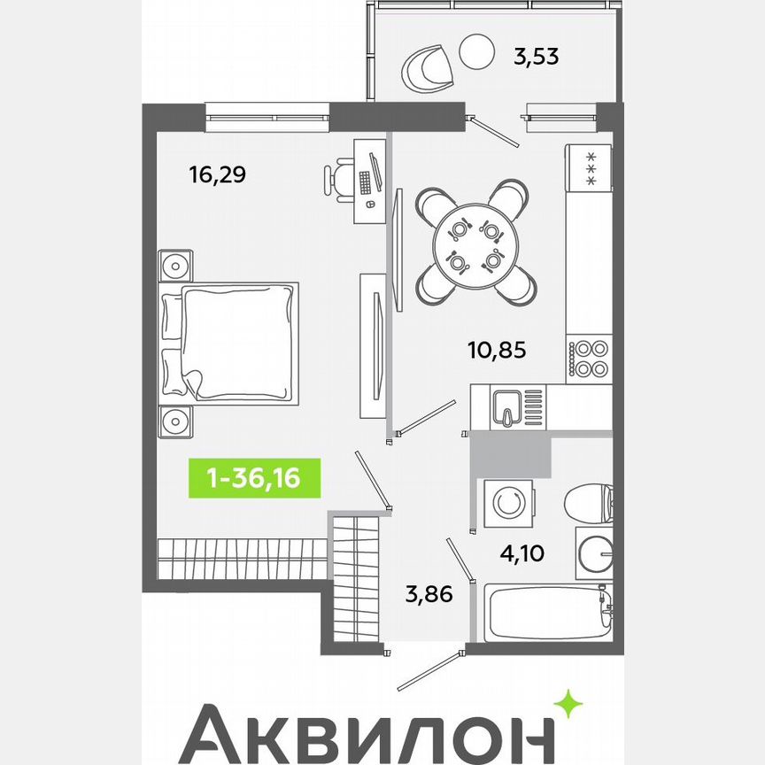 1-к. квартира, 36,2 м², 12/12 эт.