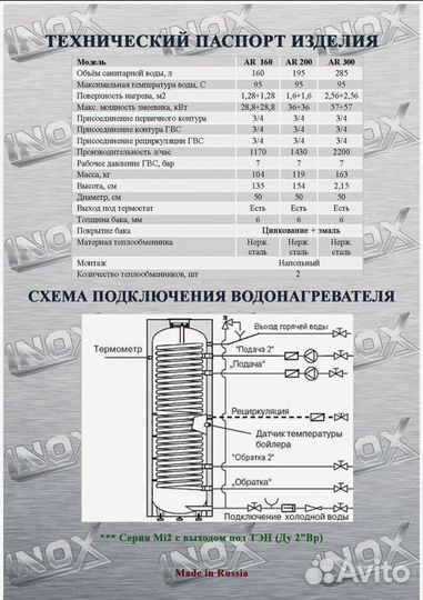 Бойлер косвенного нагрева ASV inox AR 160 литров